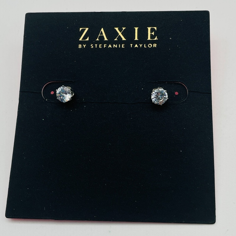 ZAXIE Crystal Stud Pierced Earrings Silver Tone Minimalist Fashion Jewelry